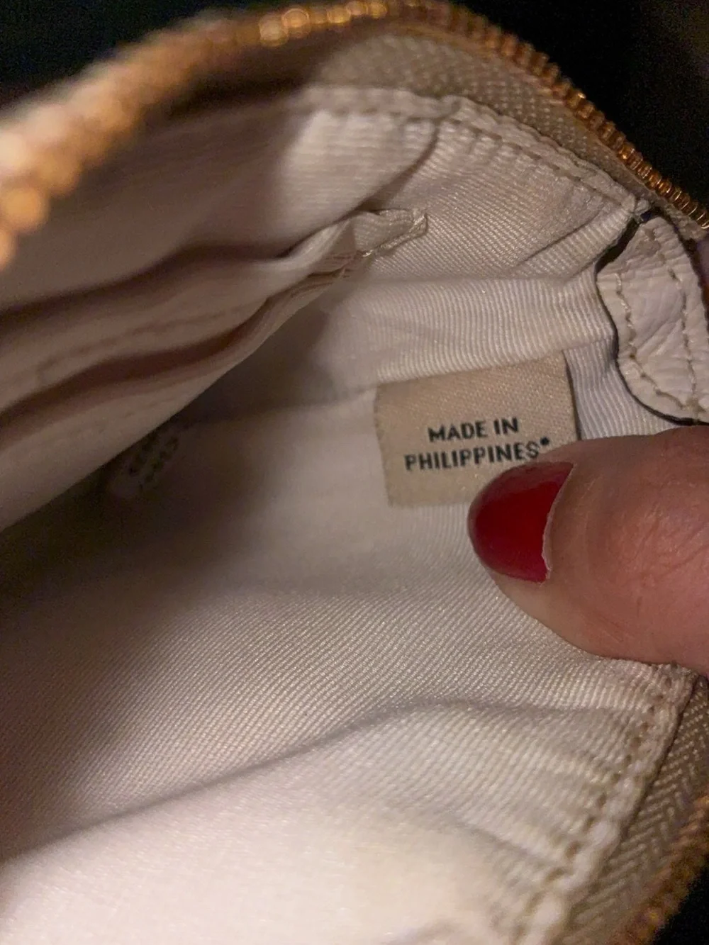 Coach Beige Signature Canvas Wristlet with Light Pink Center Stripe